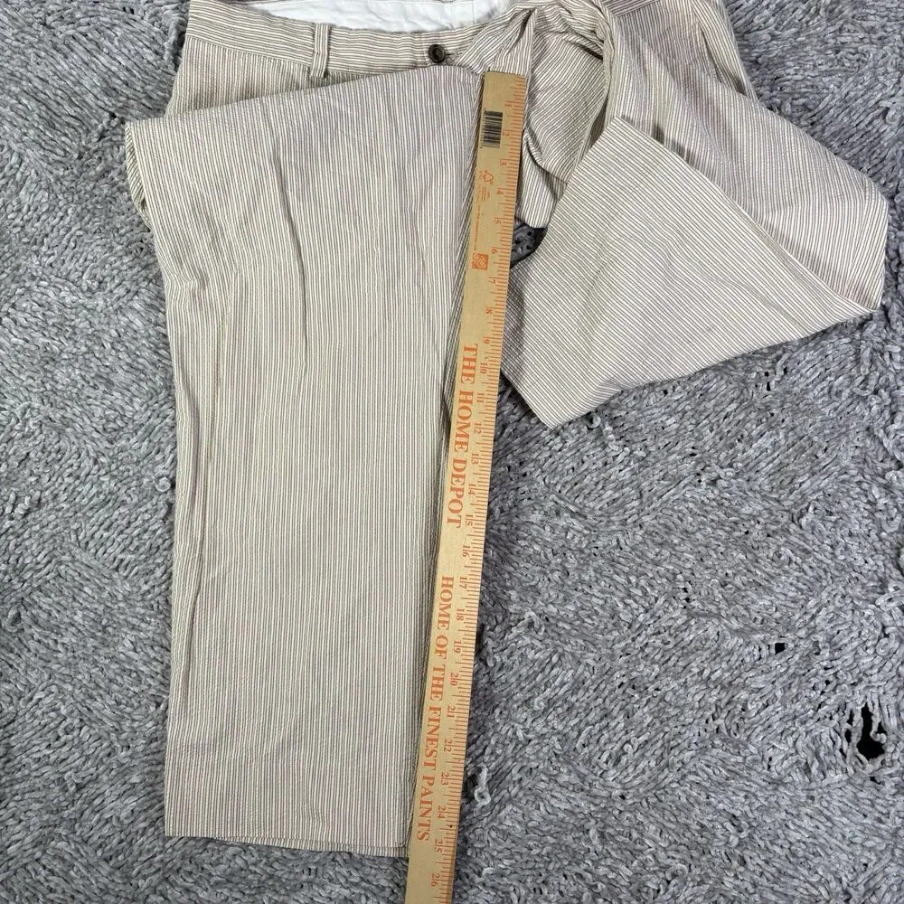 Brooks Brothers Seersucker Pants Mens 38x30 Beige Stripes Summer Business Preppy